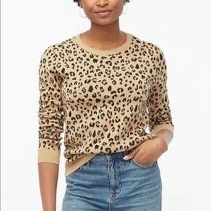 J. Crew Factory Leopard print re-imagined Teddie 100% cotton crew neck sweater s